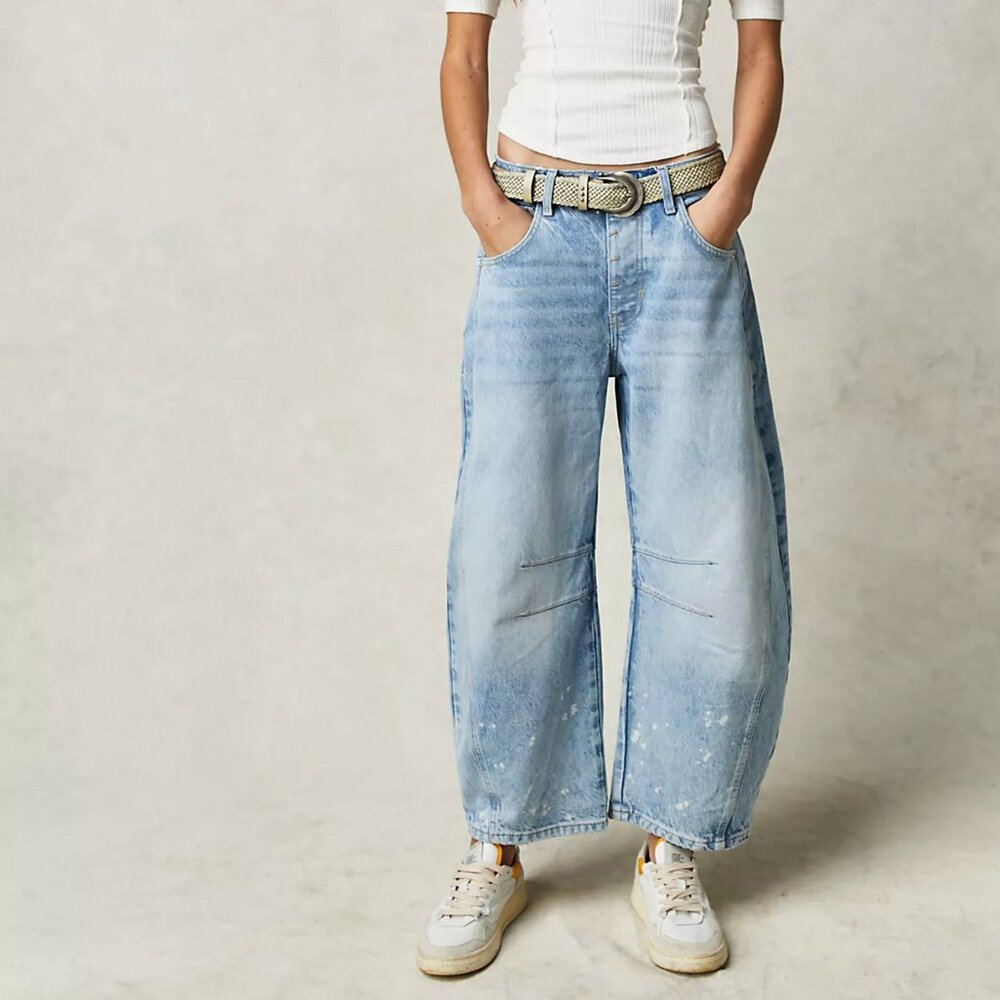 We The Free Good Luck Mid-Rise Barrel Jeans